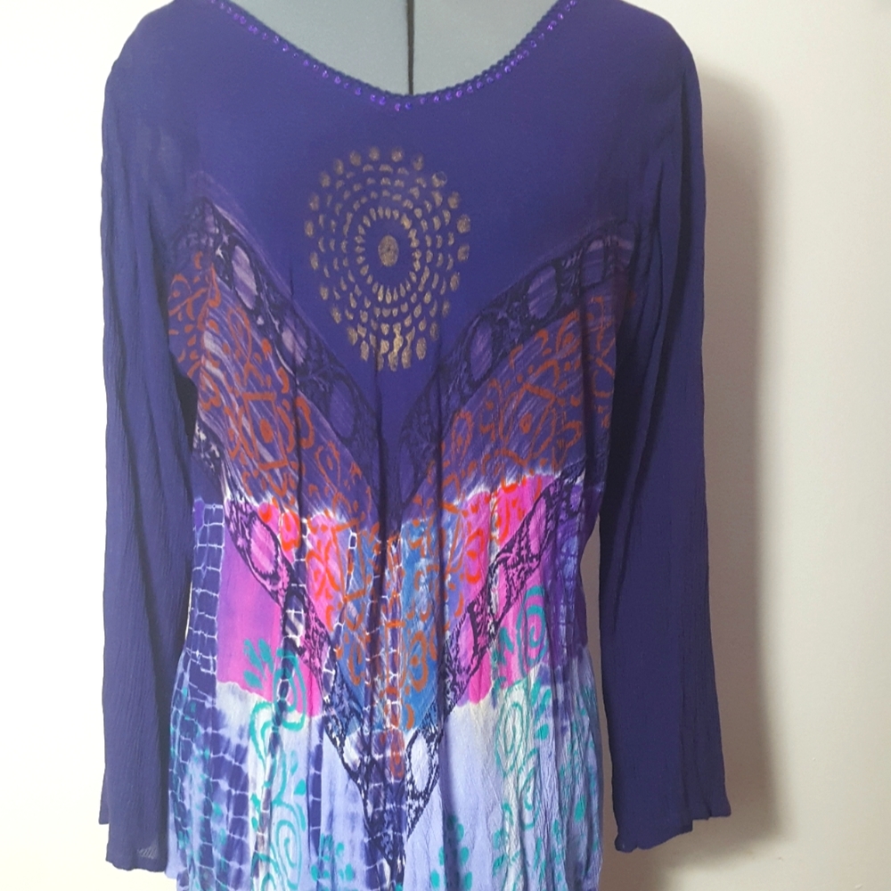 Greater Good Tunic Purple Geometric NWT L/XL